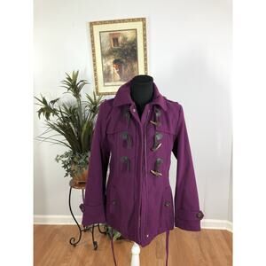 George Junior Pea Coat Purple 4-6 Pocket Long Sleeve Full Zip Front Bella Swan